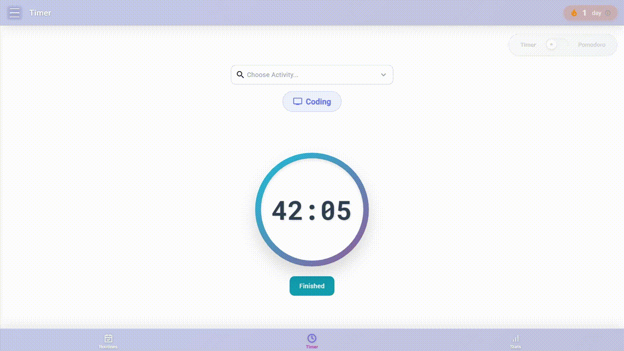Monotask demo showing task tracking interface
